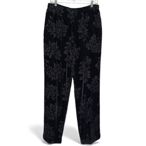 Vintage Academia Whimsigoth Rayon Silk Velvet Rose Mesh Double Lined Loose Pants